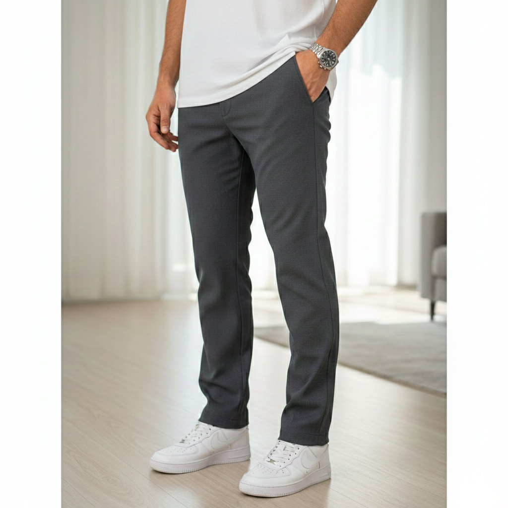 شلوار مردانه بنگال کش دم پا ساده مدل Behnam-طوسی تیره