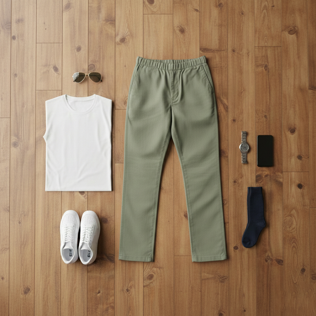 شلوار مردانه بنگال کش دم پا ساده مدل Behnam-سبز