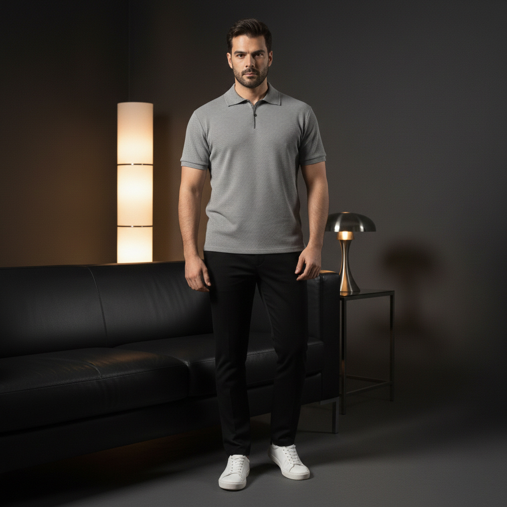 پکیج ست مردانه تیشرت نیم زیپ و شلوار مدل Omid