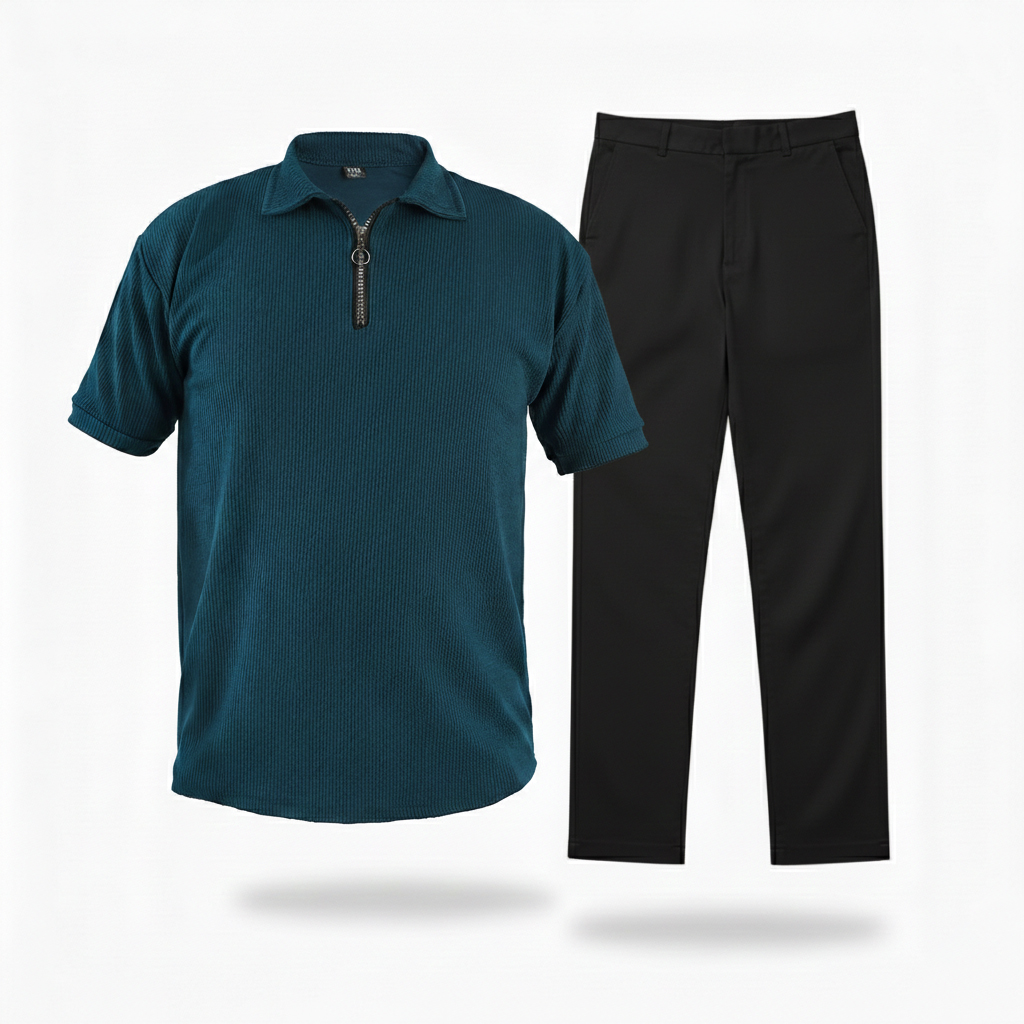 پکیج ست مردانه تیشرت نیم زیپ و شلوار مدل Dana