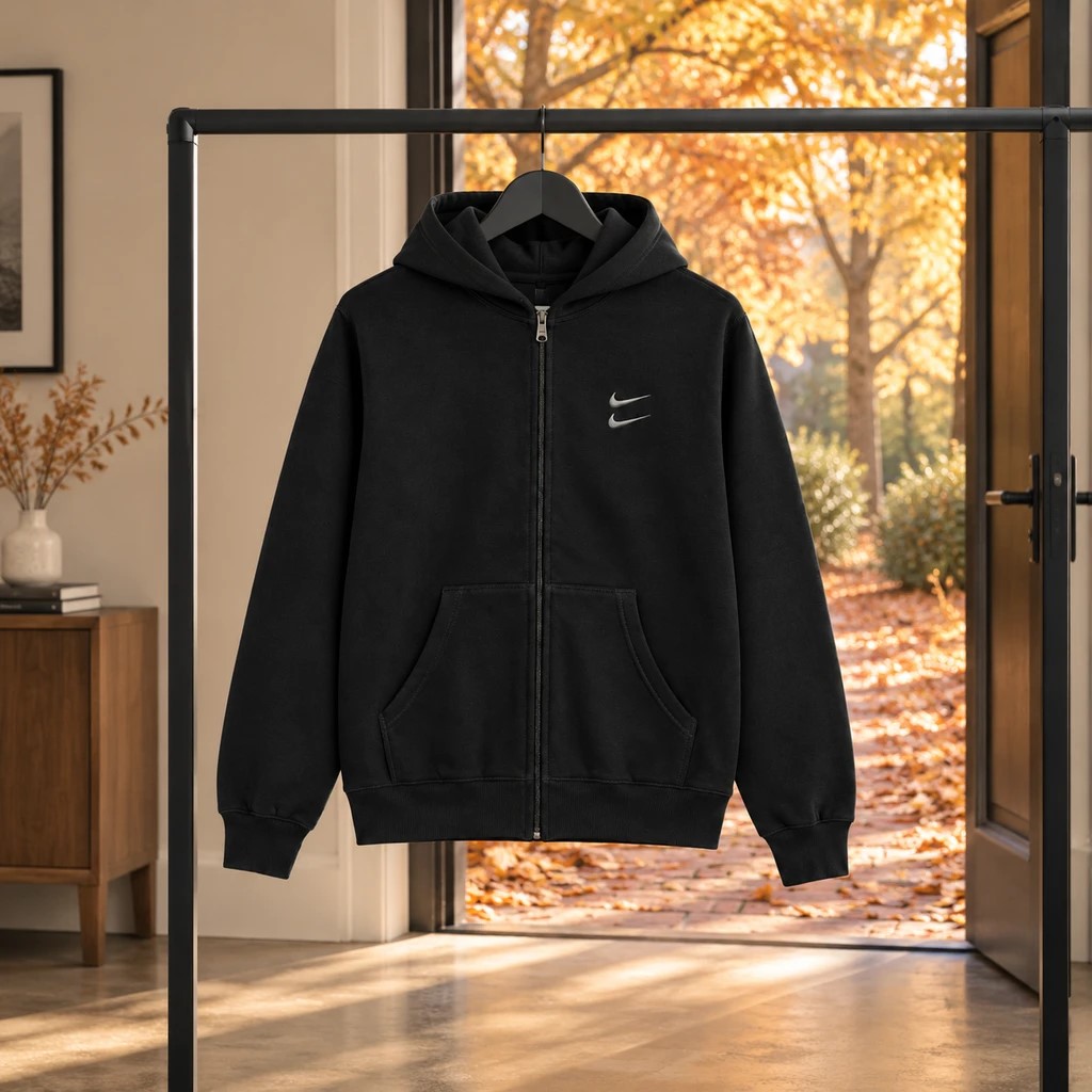 سوئیشرت دورس کلاهدار مردانه نایکی مدل Double Nike-مشکی